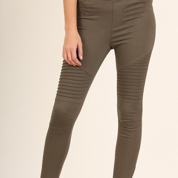 Black or Olive Washed Moto Jeggings - Picture 4 of 8